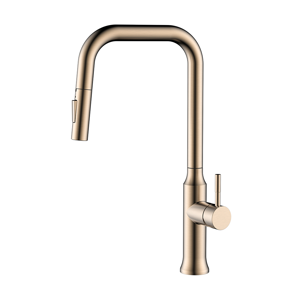 Grifo de cocina de acero inoxidable de oro rosa