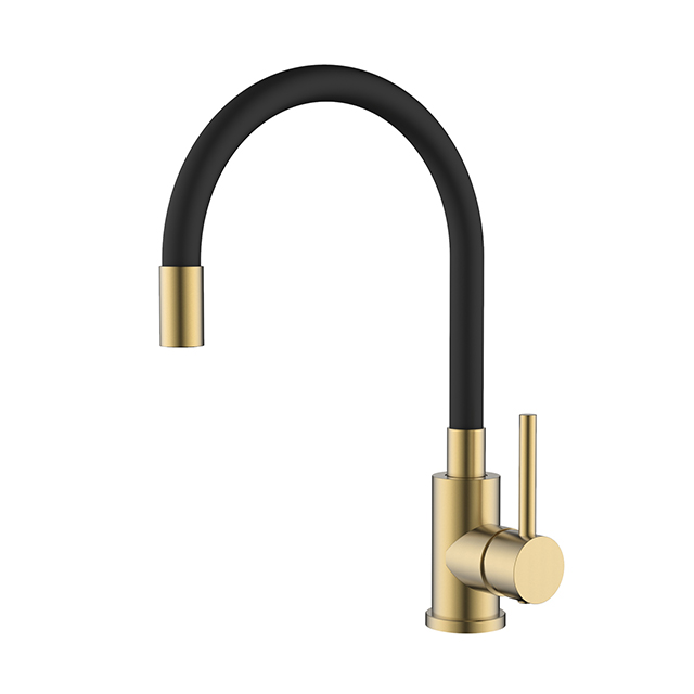 Grifo de cocina de acero inoxidable dorado cepillado con rociador plegable