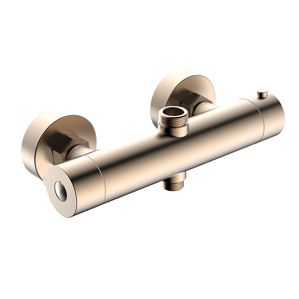 Válvula de ducha de barra de baño termostática expuesta de oro rosa de 2 vías