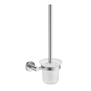 Soporte y escobilla para inodoro satinado para colgar en la pared