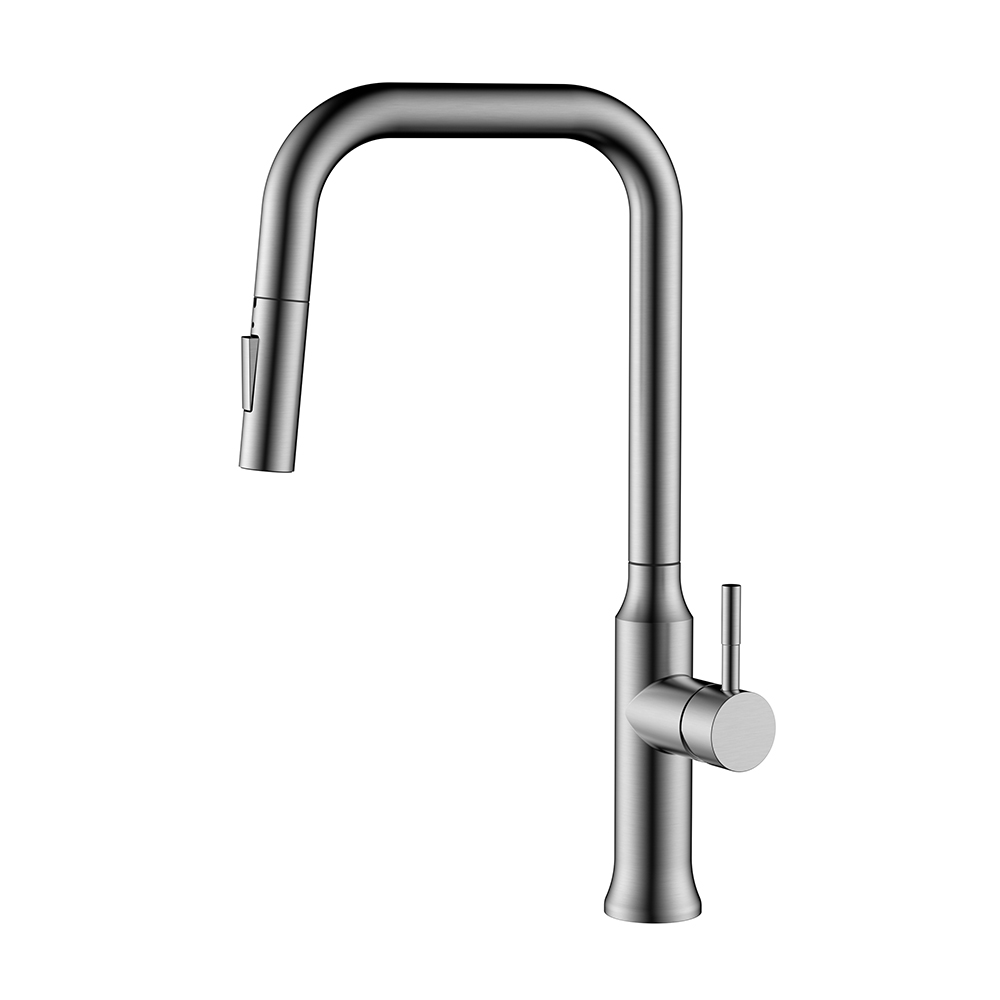 Grifo de cocina con ducha extraíble de acero inoxidable satinado