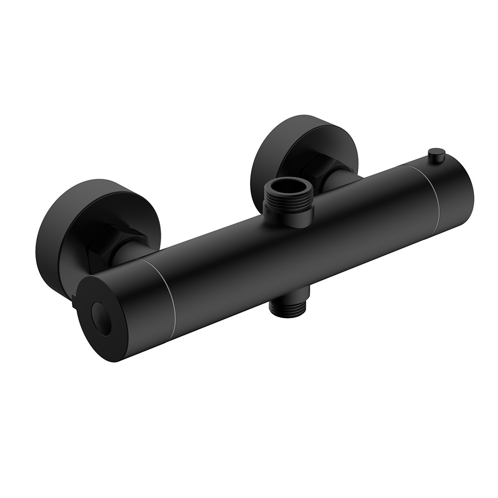 Válvula de ducha de barra de baño termostática expuesta negra mate de 2 vías