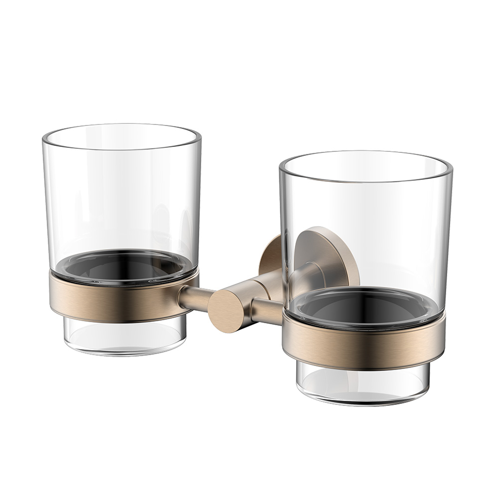 Vaso de baño de pared de oro rosa y soporte para cepillo de dientes