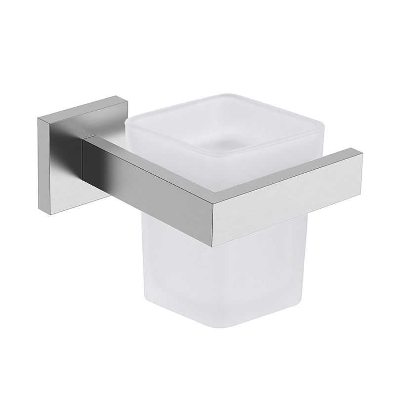 Soporte para vaso de cepillo de dientes de satén para baño montado en la pared