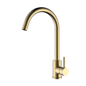 Grifo de cocina de acero inoxidable de oro cepillado sólido