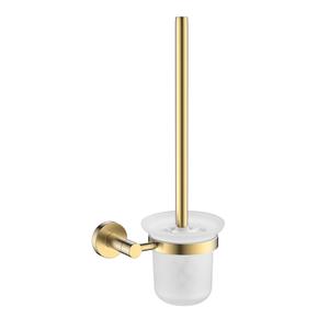 Soporte y escobilla para inodoro de oro cepillado para colgar en la pared