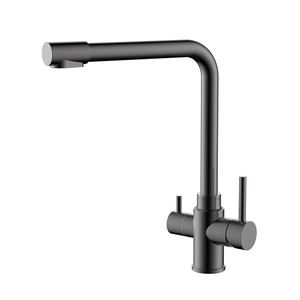 Grifo de cocina negro de acero inoxidable con dispensador de agua potable