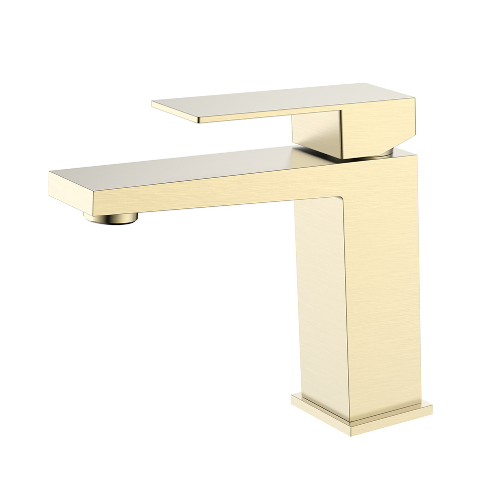 Golpe de lavabo cuadrado de baño de oro cepillado de acero inoxidable