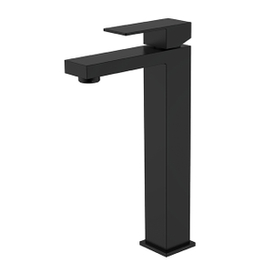Grifo de fregadero de recipiente de acero inoxidable negro mate
