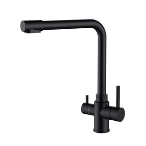 Grifo de cocina negra mate de acero inoxidable con dispensador de agua potable